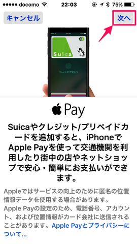 ApplePay消える 2追加画面