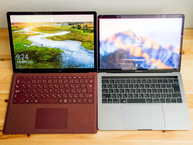 SurfaceLaptop MacBookPro比較キーボード
