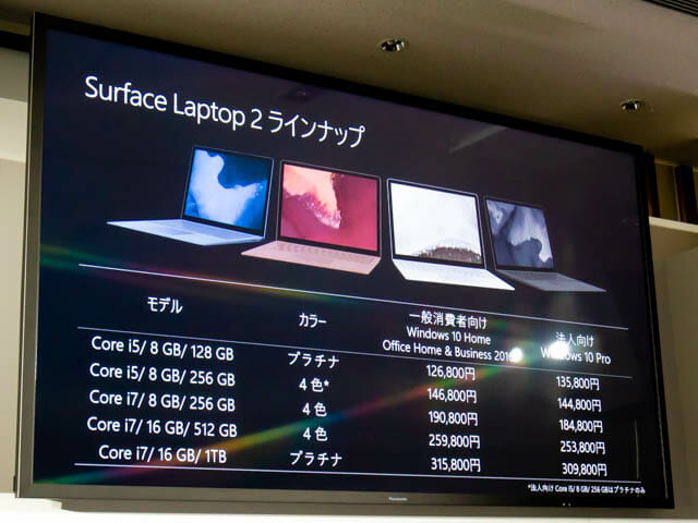 Microsoft Japan Surface Event SurfaceLaptop2ラインナップ