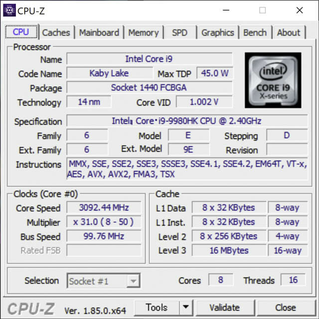 ASUS-ZenBookProDuo CPU-Z(CPU)